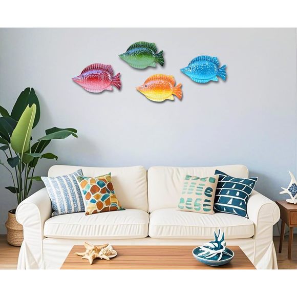 Coastal Ocean Sea Metal Fish Hanging Wall Art Decor For Living Room Bedroom😍 - Picture 4 of 6